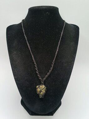 Handmade Macrame Necklace with Natural Pyrite.